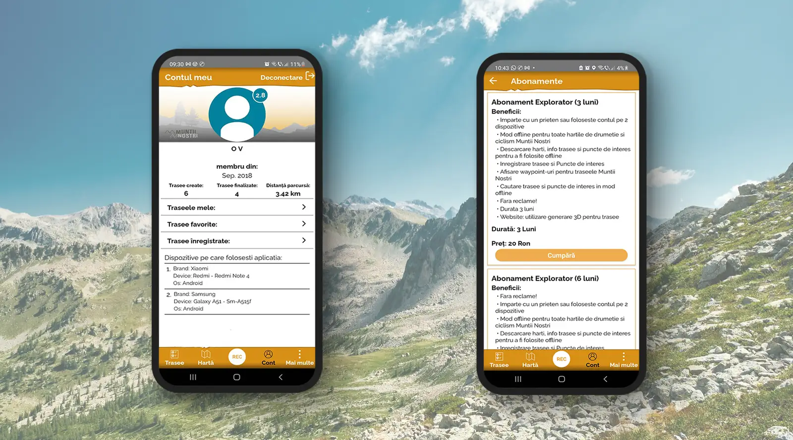   Contul Explorator funcționează pe două dispozitive, cu abonamente de 3 sau 6 luni