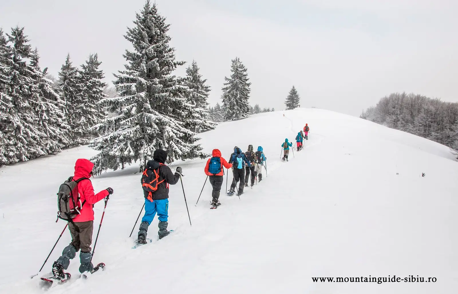  Drumeție pe rachete de zăpadă - Iulian Pănescu ghid montan MGS Sibiu
