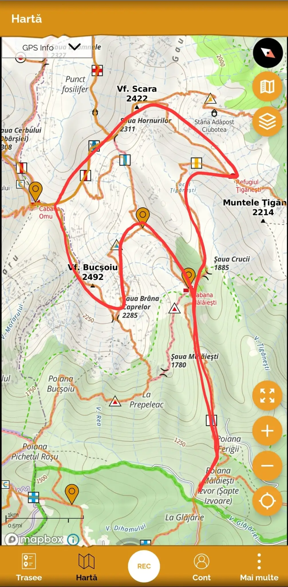 Circuit La Glajarie - Malaiesti - Bucsoiu -Omu - Scara - Tiganesti 